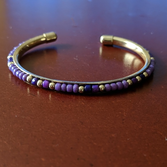 Charming Charlie Jewelry - Purple & Gold Beaded Bangle